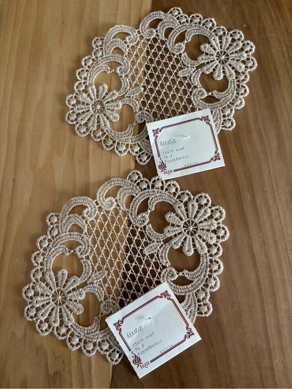 Crocheted Lace Doilies in Beige